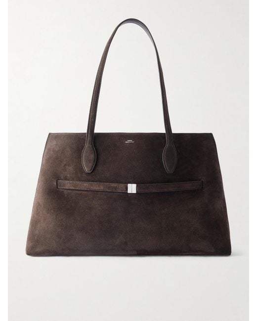 Totême Black Lounge Large Leather-Trimmed Suede Tote