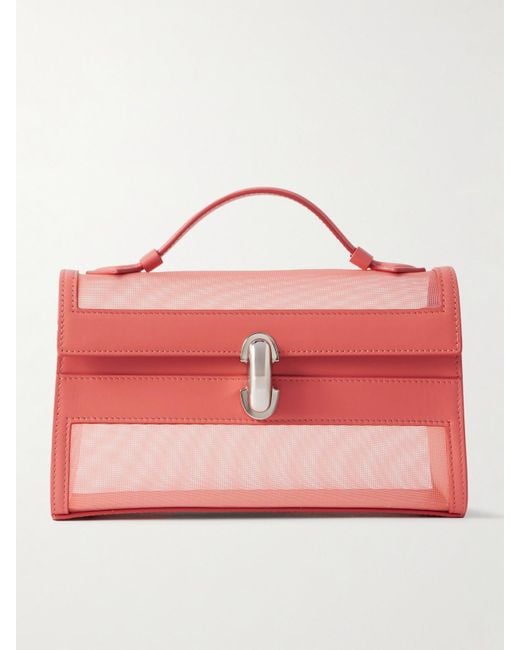 SAVETTE Pink Symmetry Pochette Leather And Mesh Tote