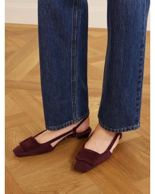 Roger Vivier Red 25 Suede Slingback Ballet Flats
