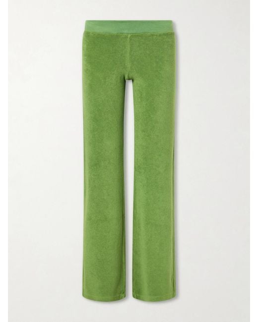 ÉTERNE Green Cotton-Blend Wide-Leg Pants