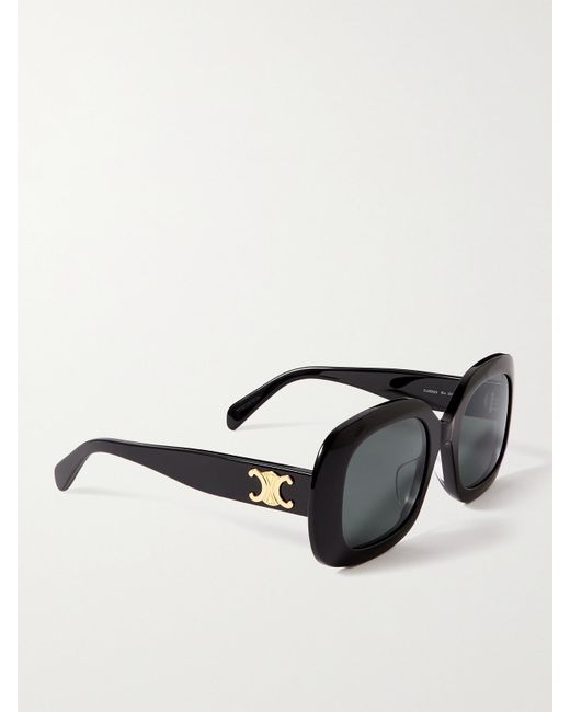 Céline Black Triomphe Oval-Frame Acetate Sunglasses