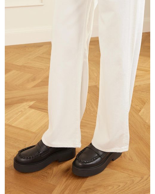 Gianvito Rossi Black Yuna Braided Leather Loafers