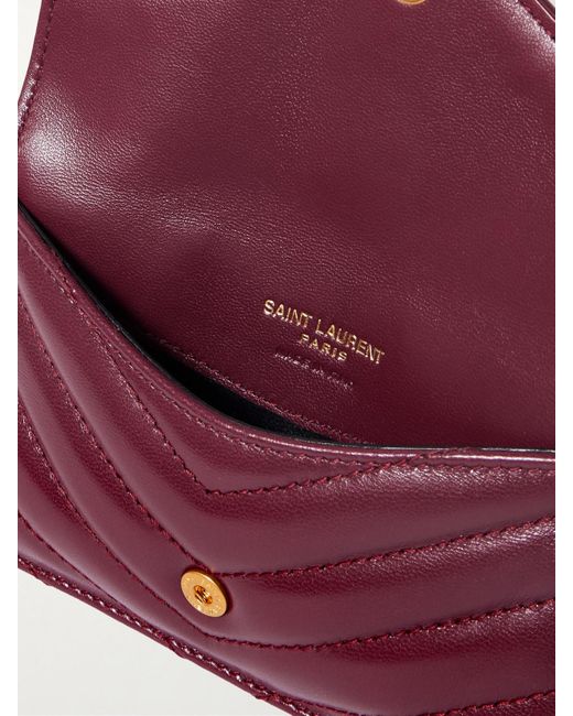 Saint Laurent Purple Cassandre Portemonnaie Aus Matelassé-Leder