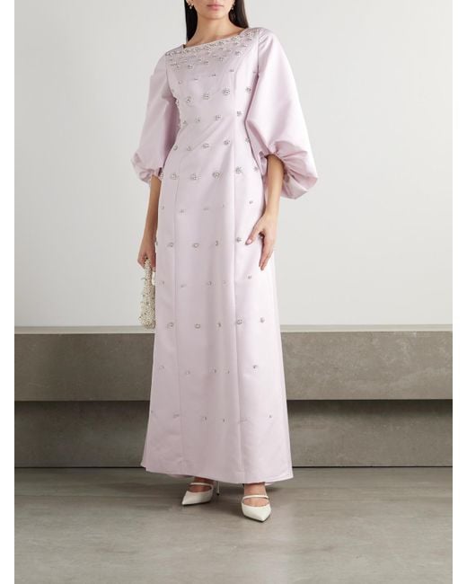 Huishan Zhang Pink Salma Crystal-Embellished Faille Gown