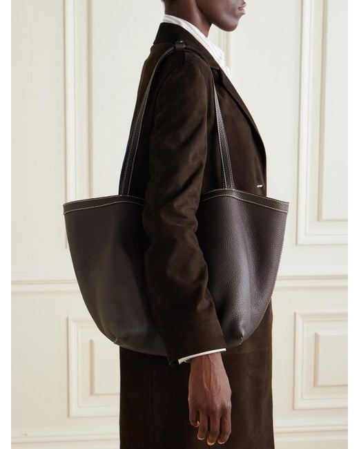 The Row White Park Small Textured-Leather Tote