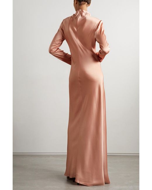 LAPOINTE Pink Draped Satin Gown