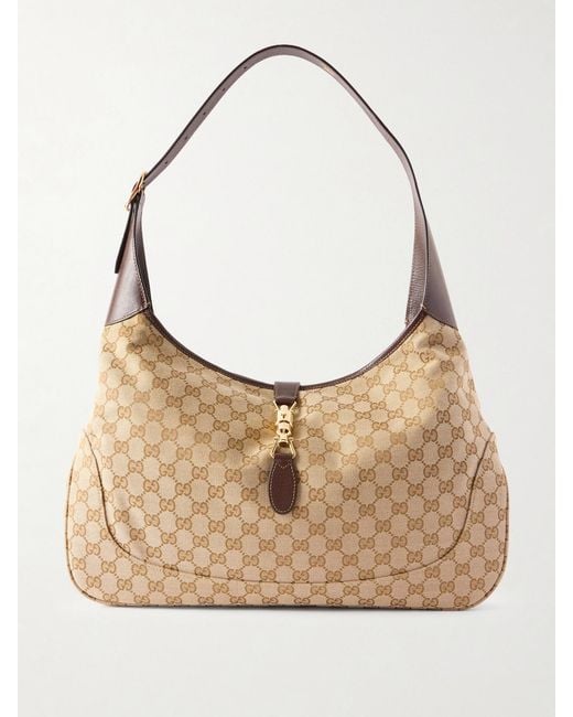 Gucci Natural Jackie 1961 Leather-Trimmed Printed Coated-Canvas Shoulder Bag
