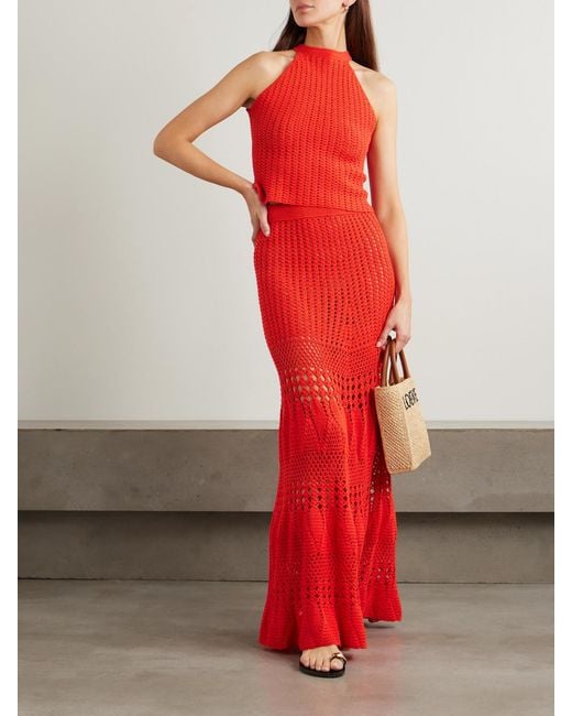 Escvdo Red Reflejo Crocheted Cotton Tank