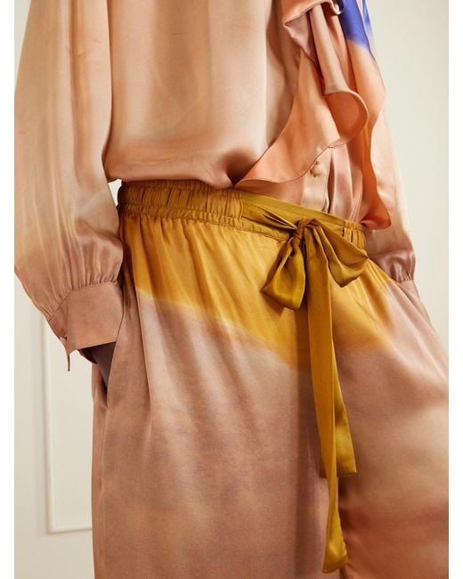 Ulla Johnson Blue Julien Dégradé Silk-Satin Wide-Leg Pants