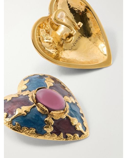 Saint Laurent White Bo Coeur Embellished Earrings