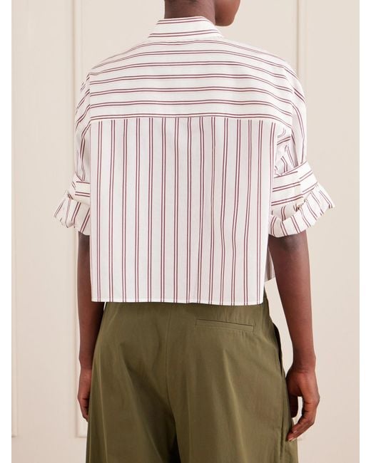 Twp Natural Next Ex Cropped Striped Cotton And Silk-Blend Shirt