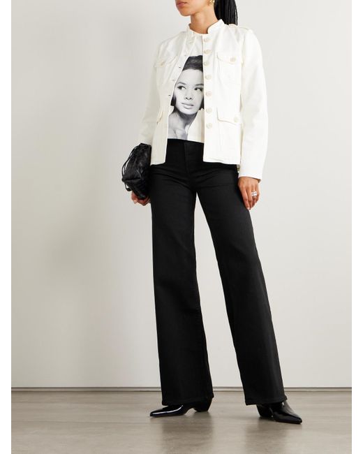 FRAME Black The Slim Palazzo Long Hoch Sitzende Jeans Mit Weitem Bein
