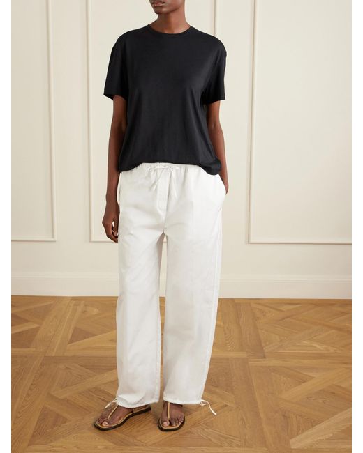 Totême White Drawstring Cotton Wide-Leg Balloon Pants
