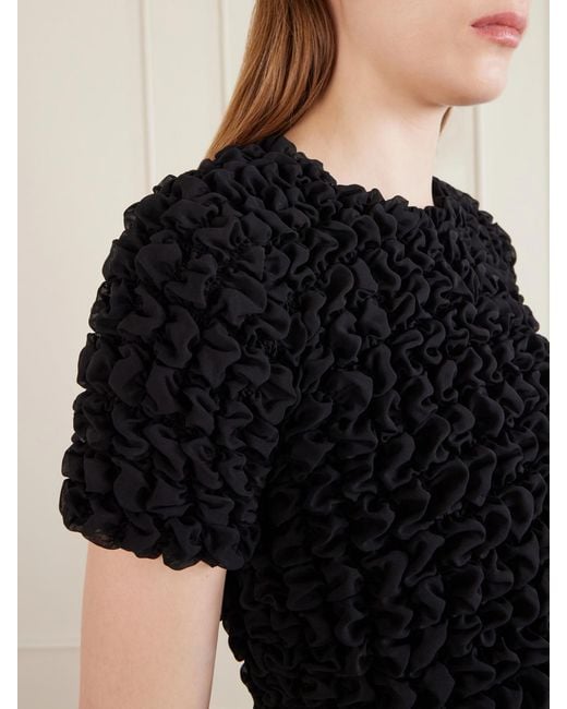 Khaite Black Polly Ruched Silk-Chiffon Top
