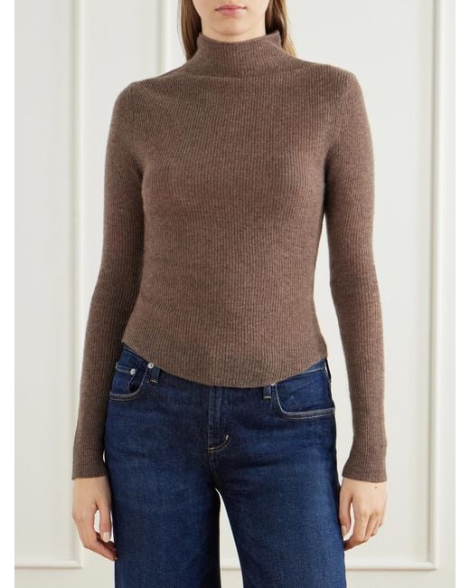 Citizens of Humanity Brown Leelah Ribbed Wool And Cashmere-Blend Turtleneck Sweater