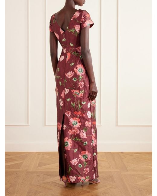 Erdem Floral-Print Textured Satin Dress