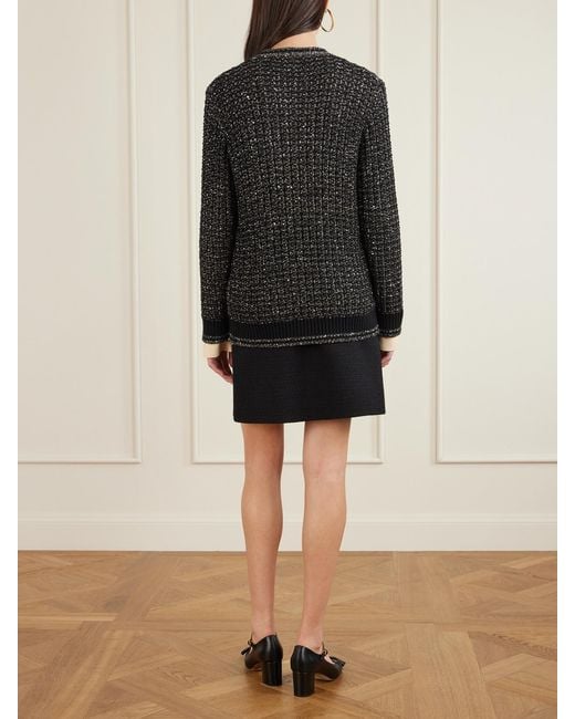 Valentino Garavani Black Sequin-Embellished Metallic Cotton-Blend Cardigan