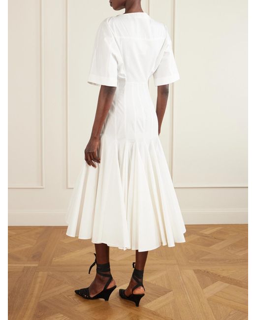 Jacquemus White Moisson Pleated Cotton-Poplin Shirt Dress