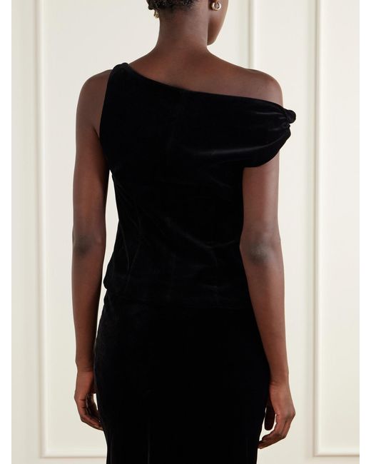 Rohe Black Draped Cotton-Velvet Top