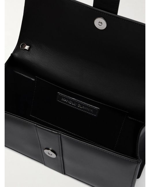 Manolo Blahnik Black Maycap Buckled Leather Clutch