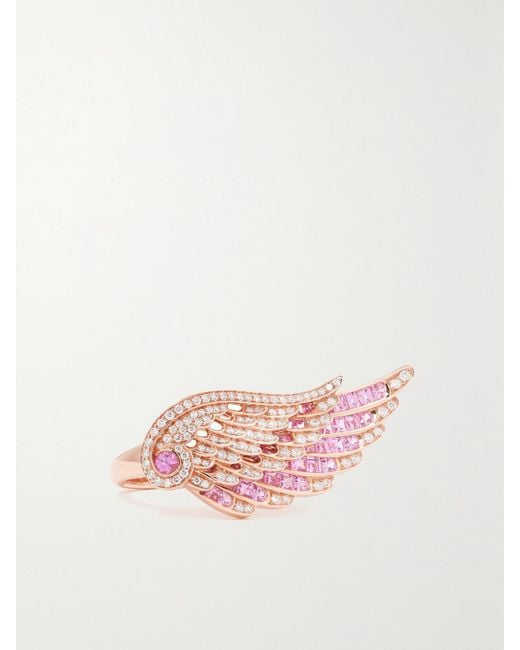 Garrard Pink Wings Embrace 18-Karat Rose, Sapphire And Diamond Ring