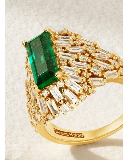 Suzanne Kalan Metallic 18-Karat, Diamond And Emerald Ring