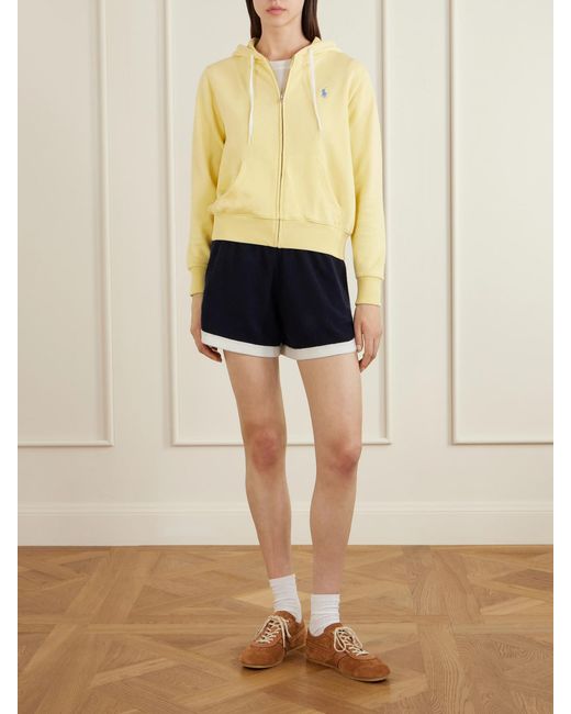 Polo Ralph Lauren Yellow Logo-Embroidered Cotton-Blend Zip-Up Hoodie