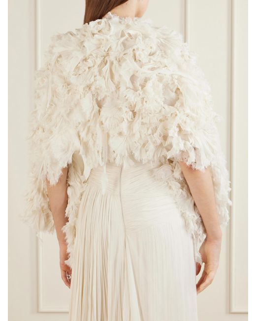 Marmar Halim Natural Layered Cape-Effect Georgette Jacket