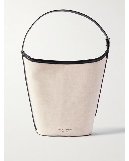 Proenza Schouler White Brant Leather-Trimmed Linen Bucket Bag