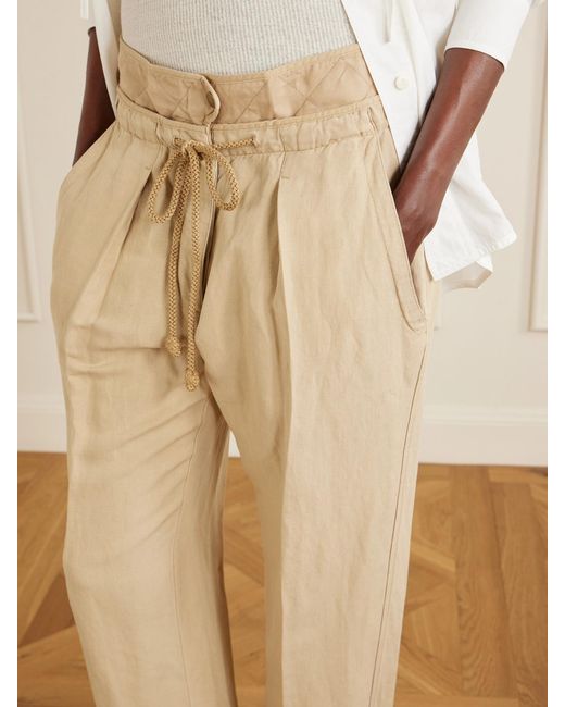 Isabel Marant Natural Sharon Pleated Linen And Silk-Blend Straight-Leg Pants
