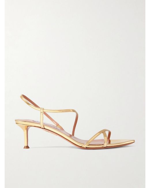 Aquazzura Natural Tease 50 Metallic Leather Sandals