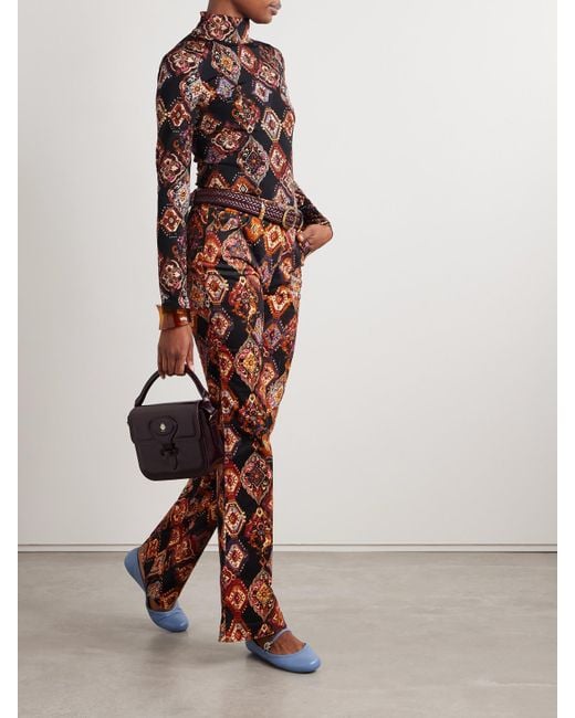 Cara Cara Black Suzie Stehkragenoberteil Aus Bedrucktem Stretch-Jersey