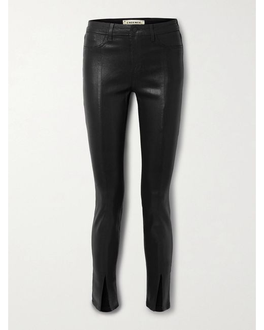L'Agence Black Jyothi Coated High-Rise Skinny Jeans