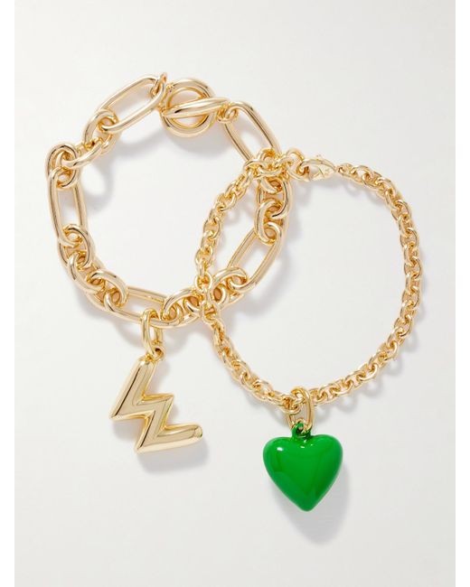 Set De Deux Bracelets En Métal Et Émail The Happy Heart Initial Roxanne Assoulin en coloris Metallic