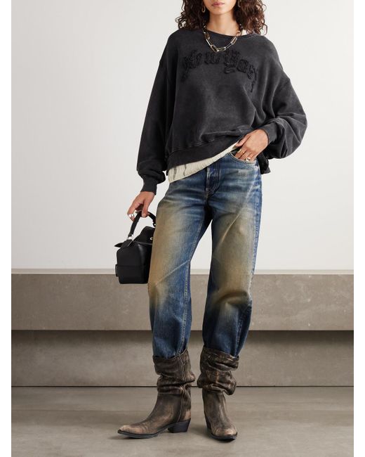 R13 Black Balloon Oversized-Sweatshirt Aus Jersey Aus Einer Baumwoll-Lyocellmischung Mit Applikation