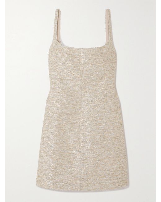 Emilia Wickstead Natural Tibby Metallic Bouclé-Tweed Mini Dress
