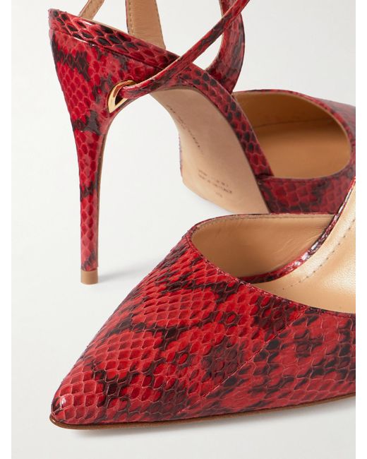 JENNIFER CHAMANDI Red Vittorio 105 Elaphe Point-Toe Slingback Pumps