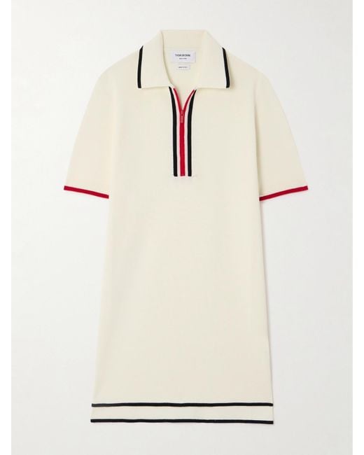 Thom Browne Natural Milano Striped Knitted Wool Mini Dress