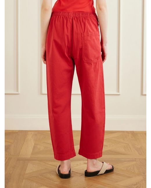 Jamie Haller Red Boxer Cotton Wide-Leg Pants