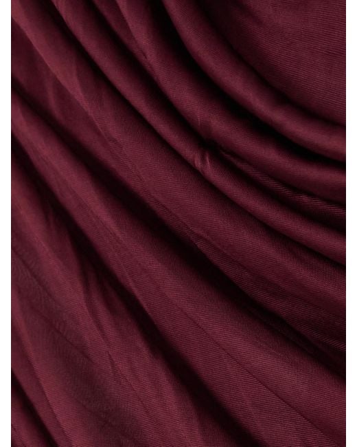 Saint Laurent Red Draped Ruched Jersey Turtleneck Top