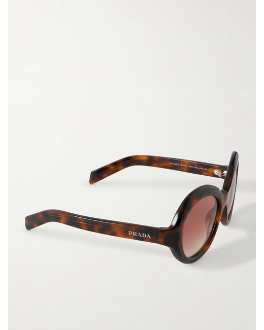 Prada Brown Round-Frame Acetate Sunglasses