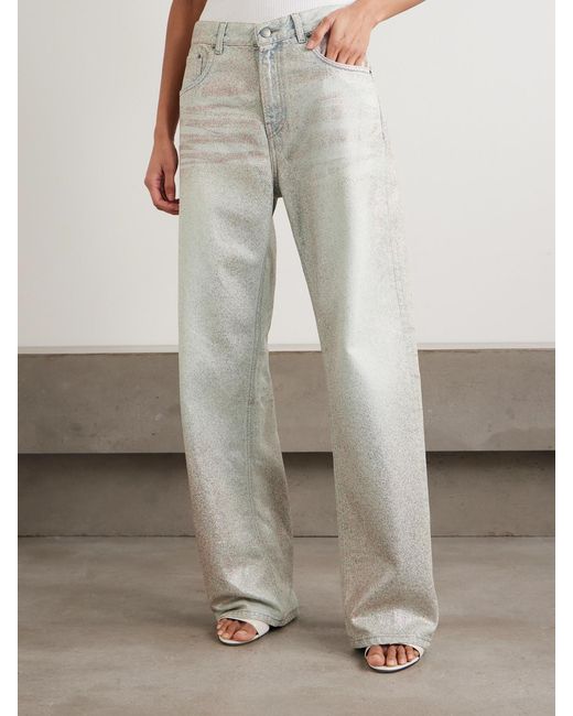 Haikure Gray Bonnie Glam Glittered Mid-Rise Straight-Leg Jeans