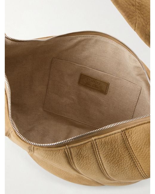 Lemaire White Fortune Croissant Paneled Nubuck Shoulder Bag