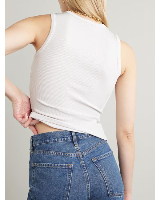Goldsign White Ribbed Stretch-Jersey Tank