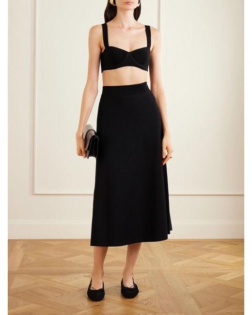 Galvan Black Nyx Ribbed Cropped Top