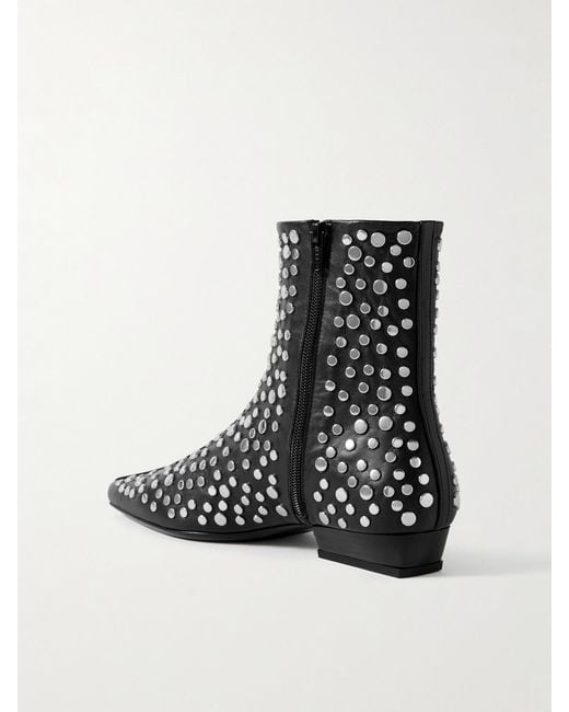 Staud Black Wally Studded Leather Ankle Boots