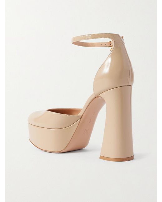 Gianvito Rossi Natural Hilary 70 Patent-Leather Platform Pumps