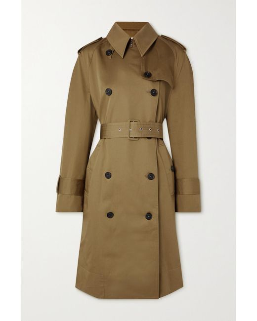 Khaite The Spellman Belted Cotton-twill Trench Coat in Brown | Lyst UK