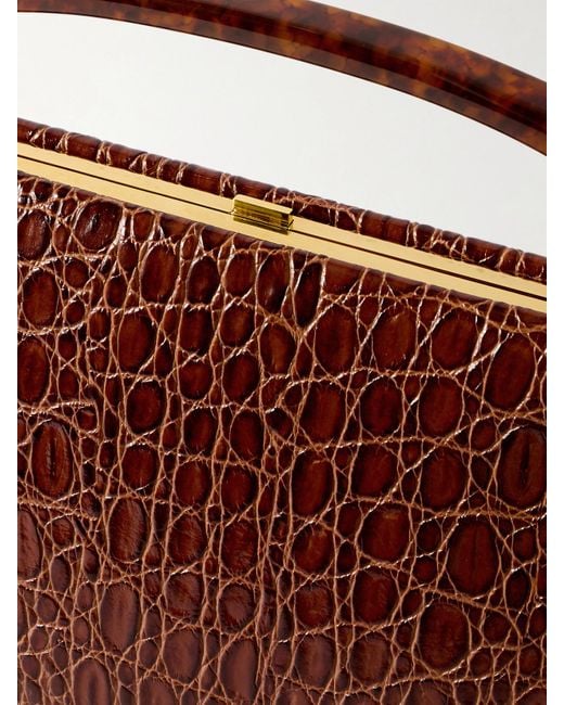 Dries Van Noten Brown Tote Aus Leder Mit Krokodileffekt