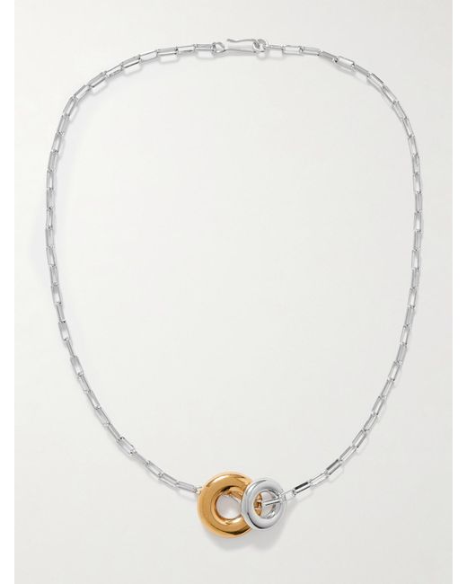 Laura Lombardi White Moneta Rhodium- And-Plated Recycled Necklace